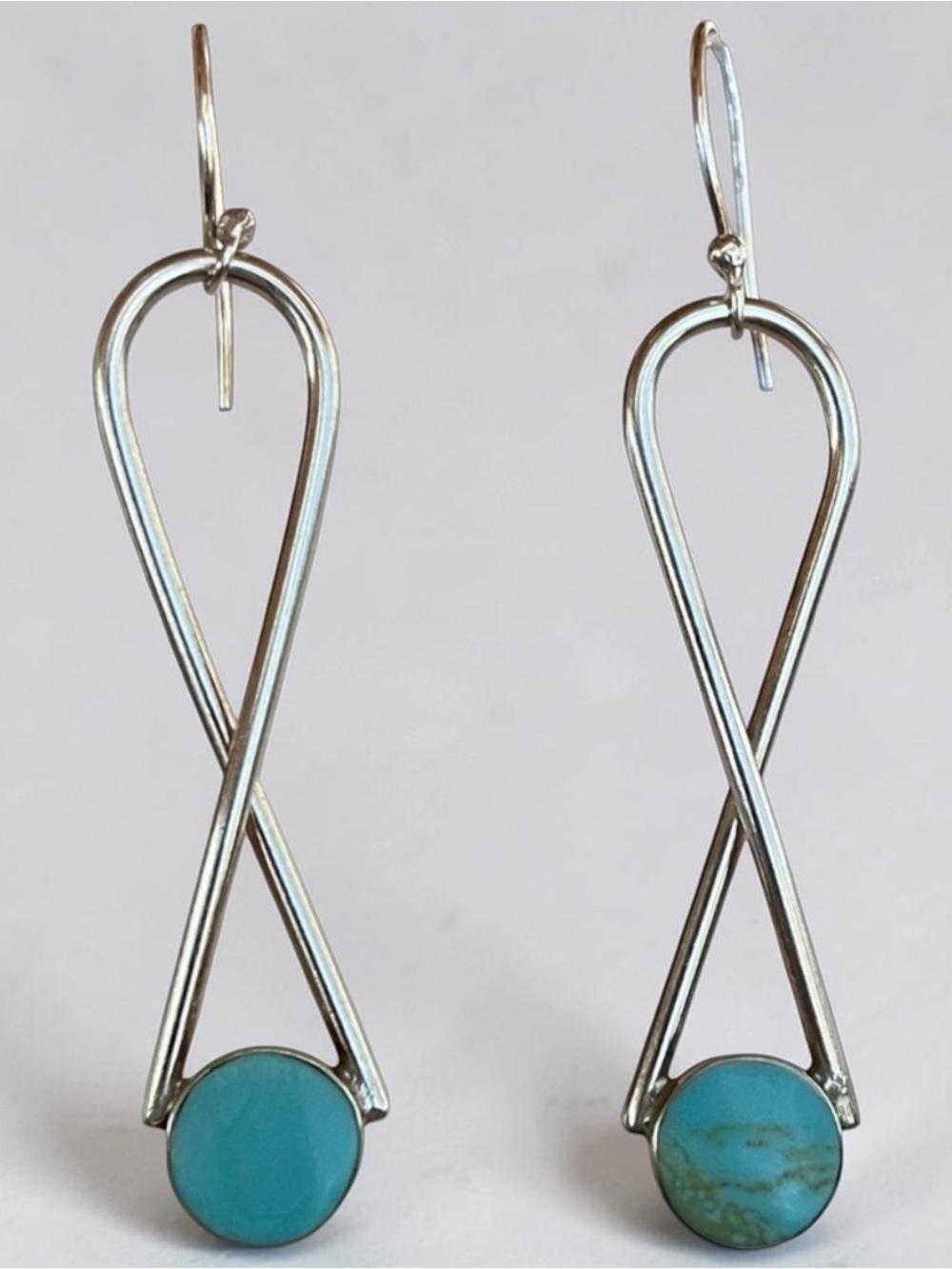 Signed AV 925 Silver & Turquoise Drop Earrings